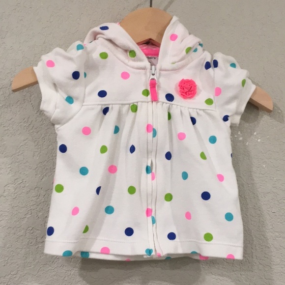 Carter’s Baby Girl Sz 3M Polka Hoodie Jersey Sweatshirt 100% Cotton - Picture 1 of 7